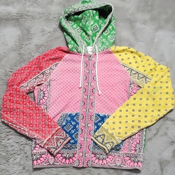 Lucky Brand colorful paisley pattern hoodie
